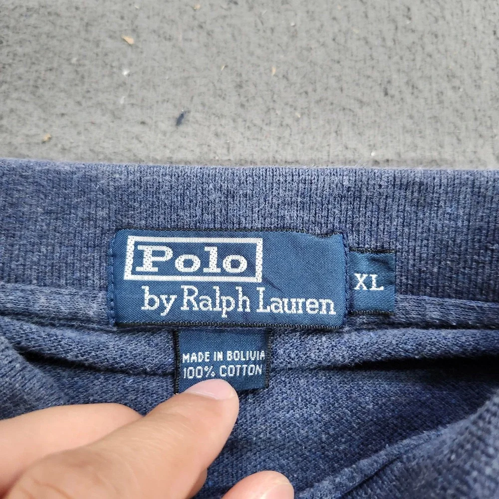 Polo Ralph Lauren Mens XL Blue Heather Cotton Pique Short Sleeve Polo Shirt